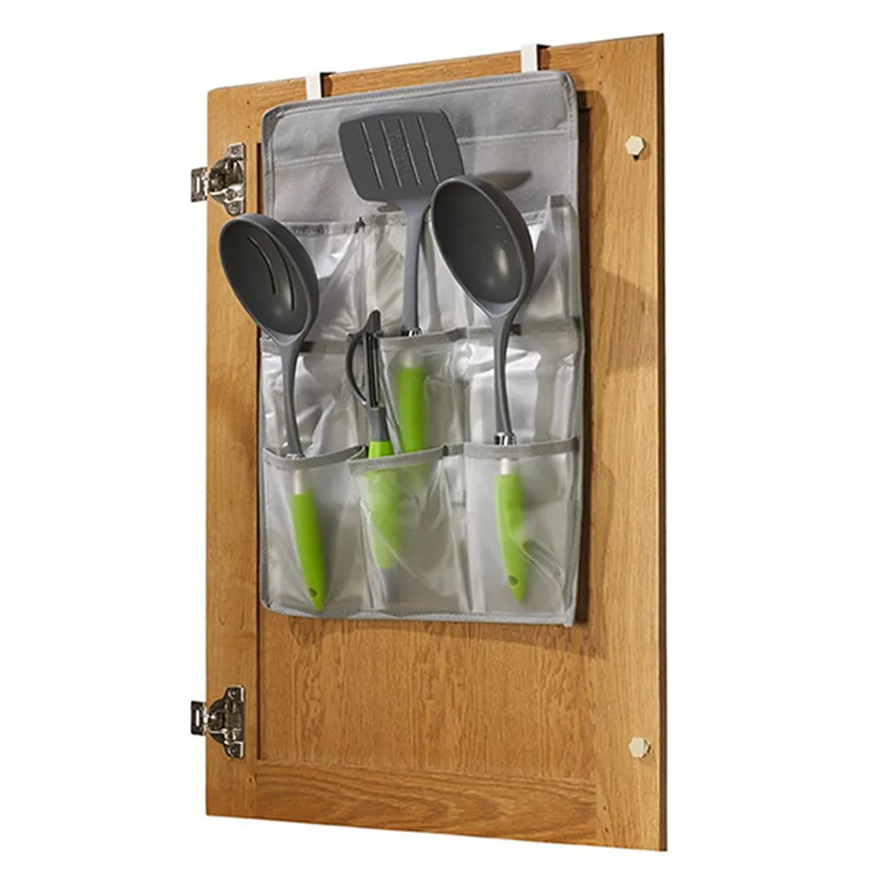 2 PK Over The Door Hanging Pantry Organizer Clear Pockets Storage w/ Metal Hooks