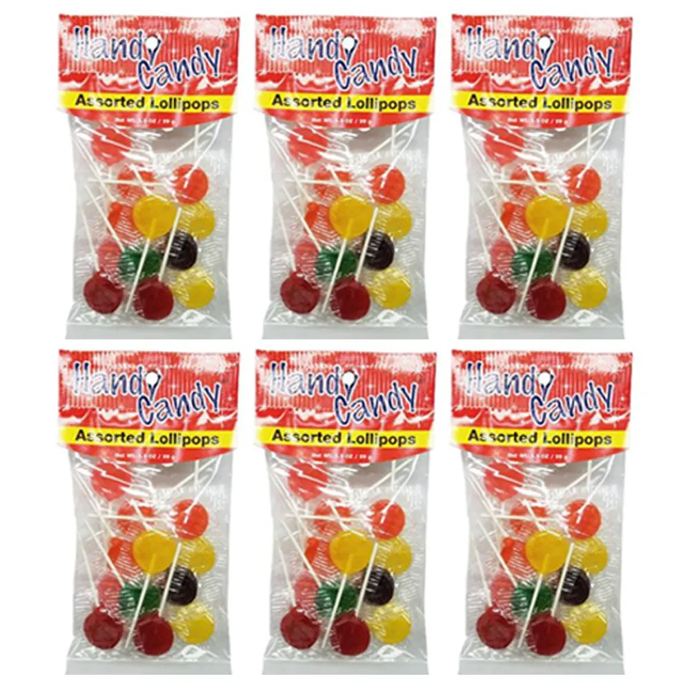 6 Bags Flavored Pops Assorted Lollipops Hard Candy Flat Sucker Sweet Party 3.5oz