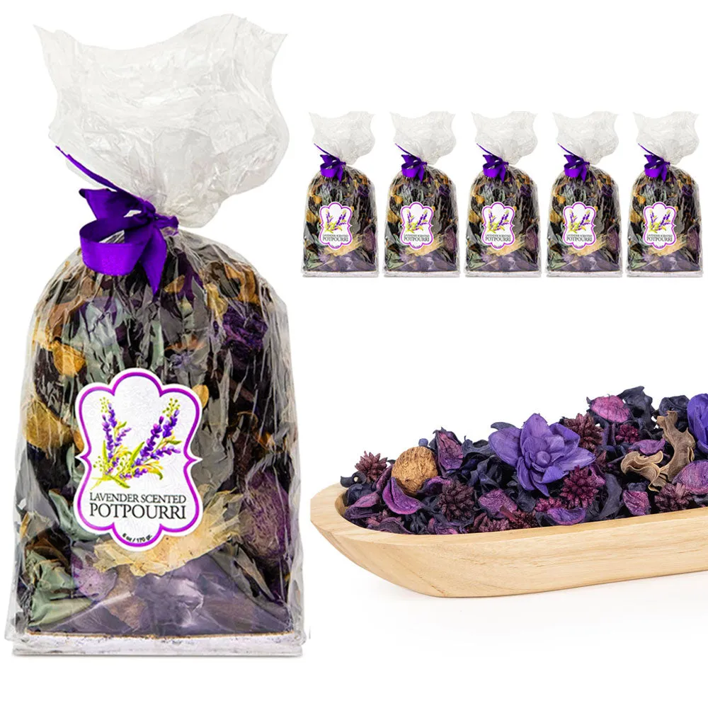 6 Bags Lavender Potpourri Aroma Scented Flower Petal Kitchen Bathroom Decor 6 oz