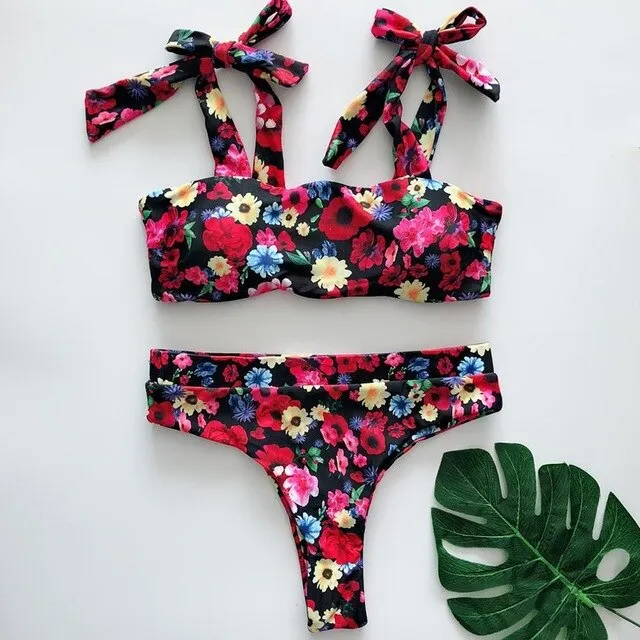 Brand Lace Up Bikini
