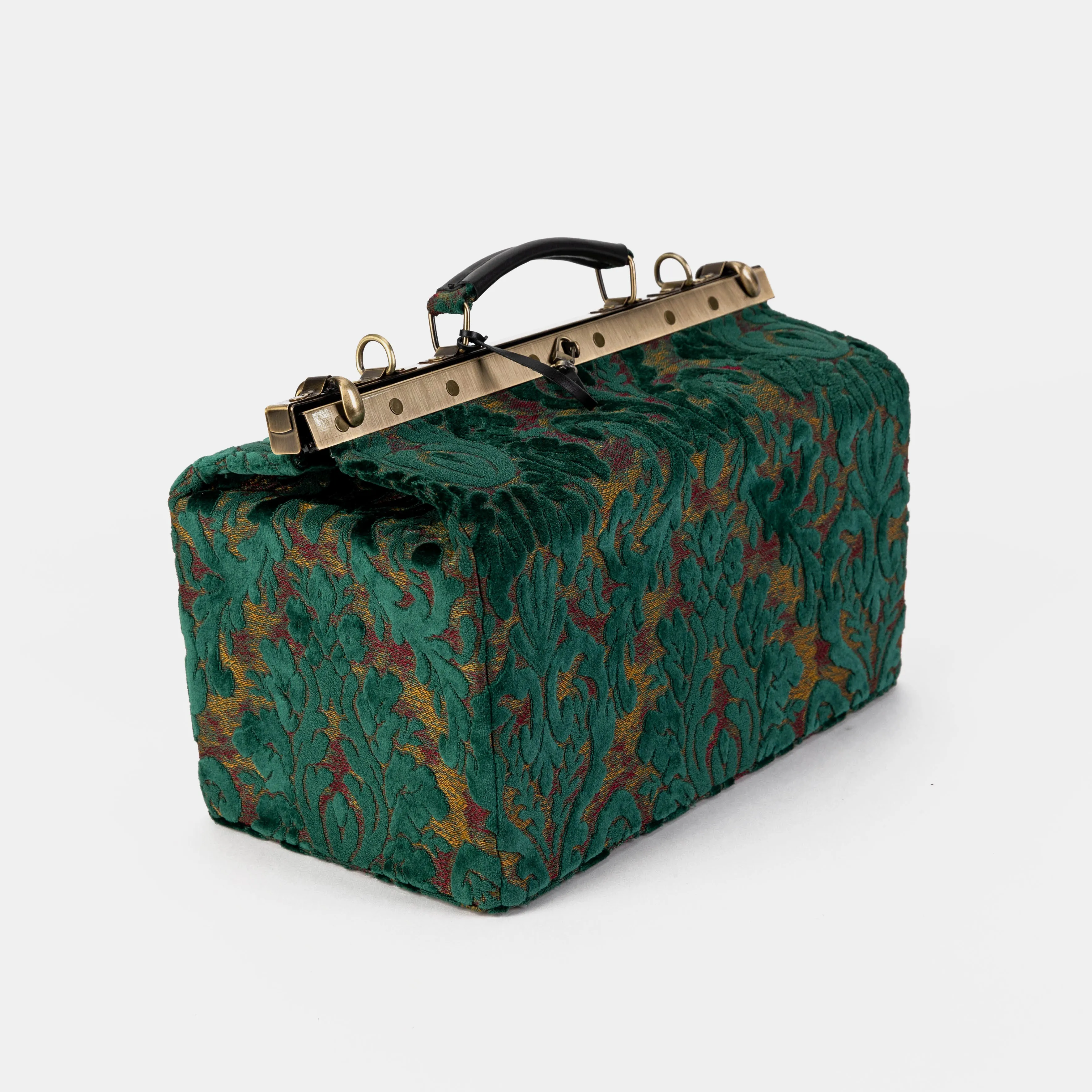 Burnout Velvet Jade Green Genevieve Carpet Gladstone Bag