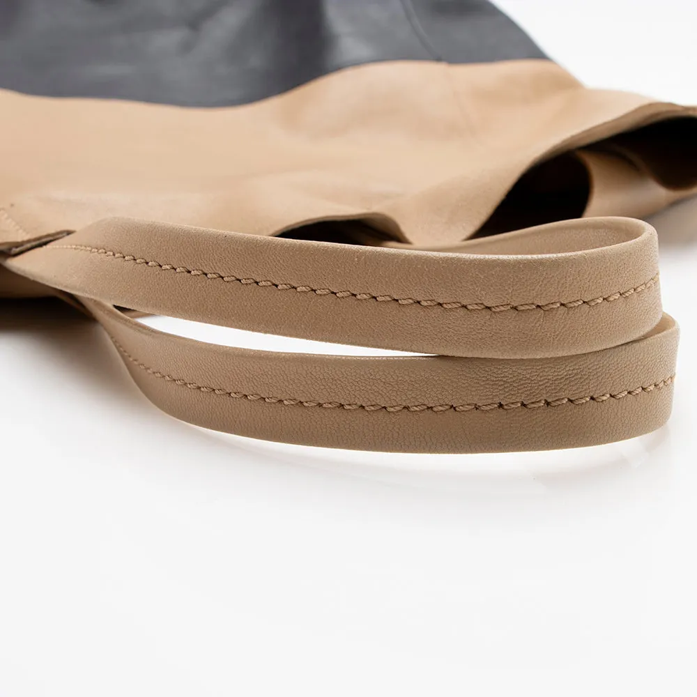 Celine Lambskin Bicolor Cabas Vertical Tote (SHF-15865)