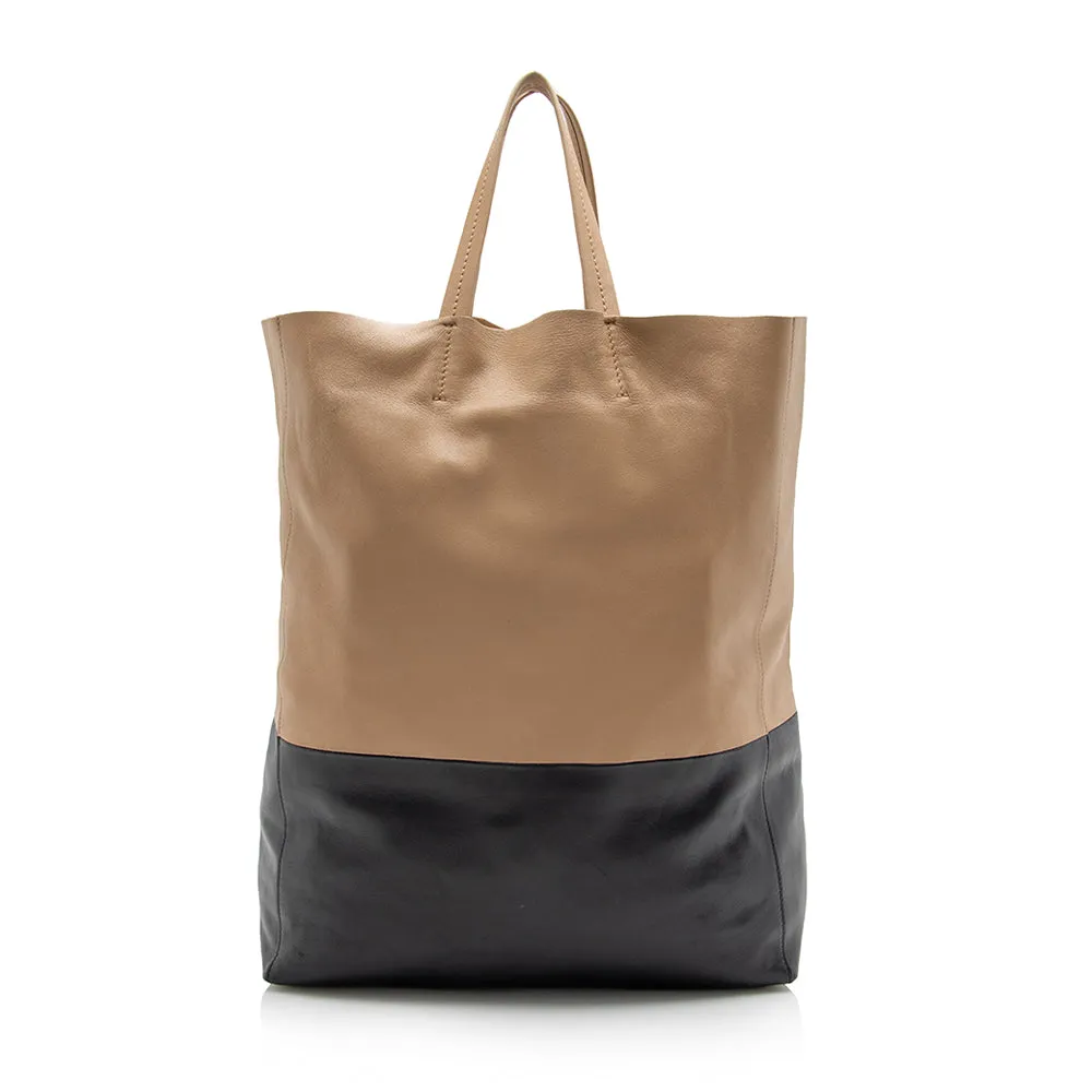 Celine Lambskin Bicolor Cabas Vertical Tote (SHF-15865)
