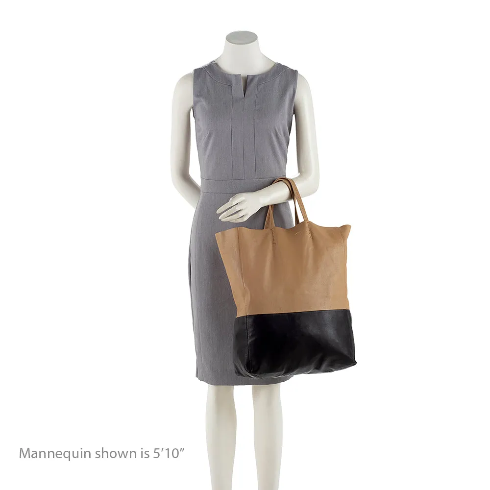 Celine Lambskin Bicolor Cabas Vertical Tote (SHF-15865)
