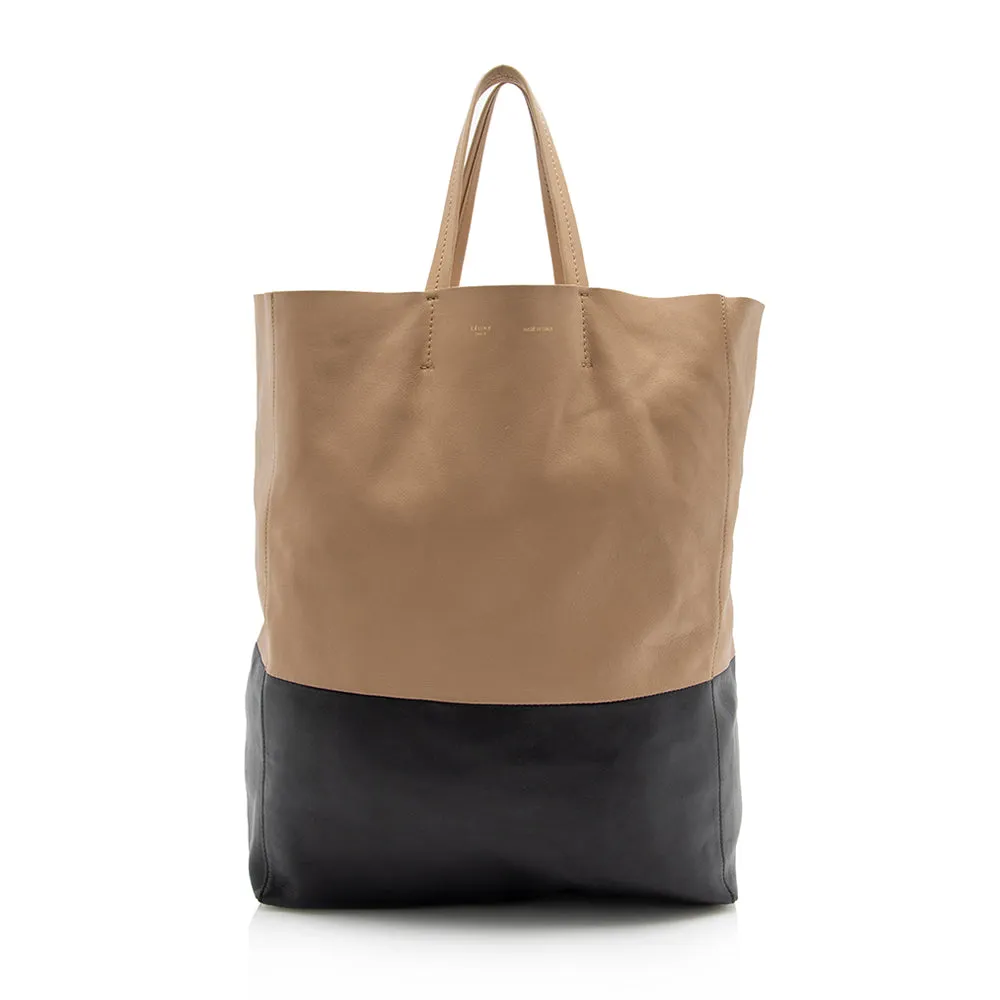 Celine Lambskin Bicolor Cabas Vertical Tote (SHF-15865)