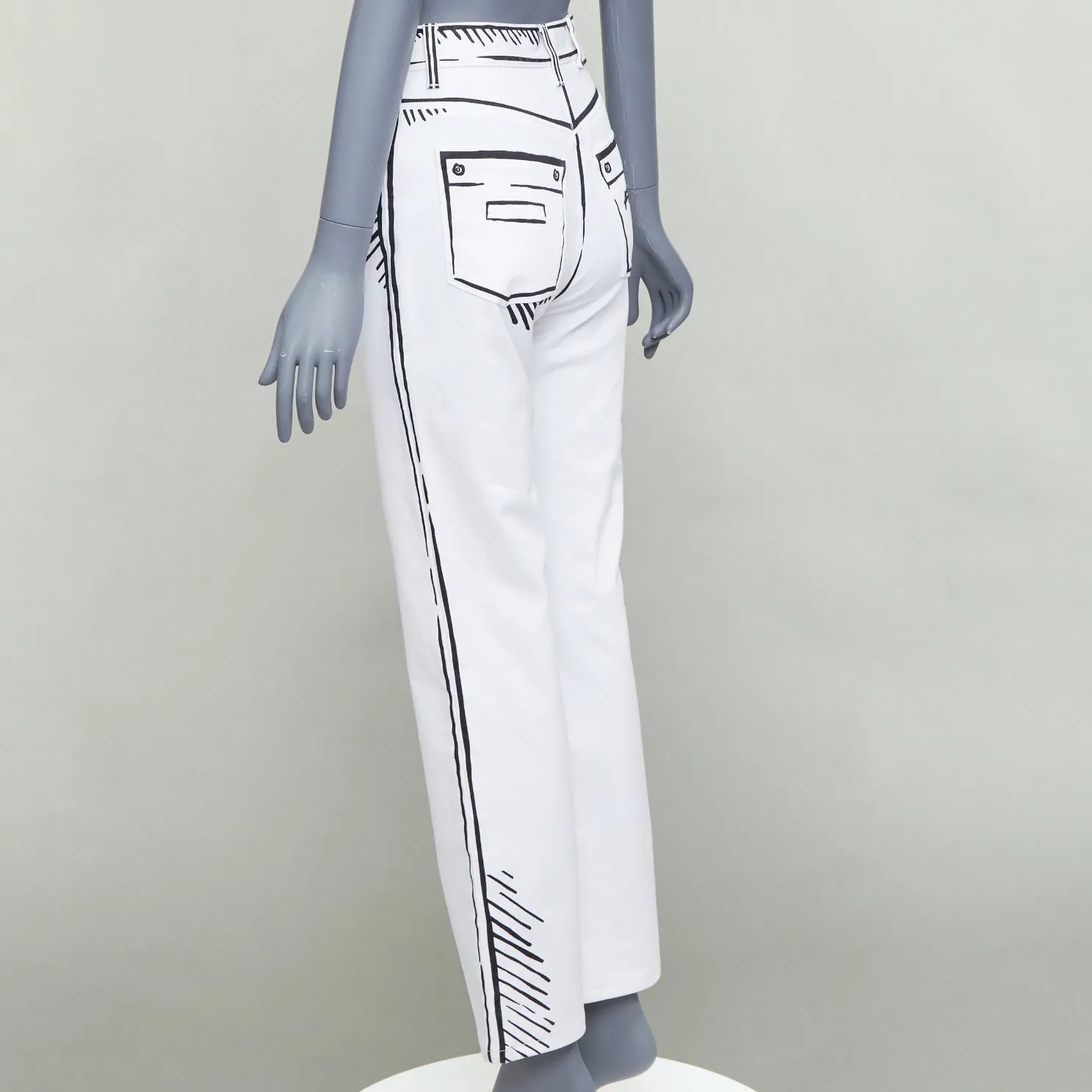 FENDI California Sky Joshua Vides white trompe loeil illustration jeans IT38 XS