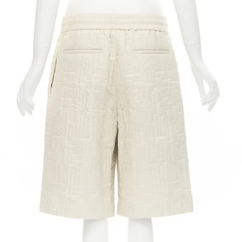 FENDI KIM JONES 2021 Runway FF Zucca monogram padded nylon shorts IT50 L
