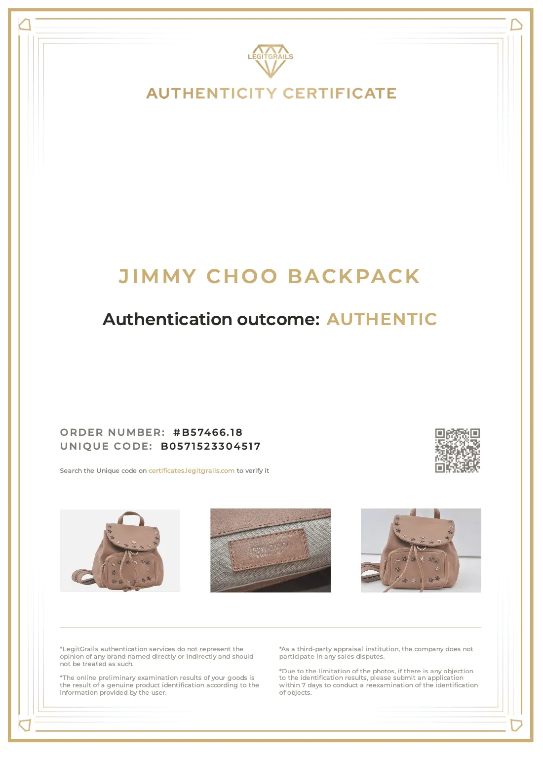JIMMY CHOO Vintage Stella Star Studs Leather Backpack Pink Beige 7492K