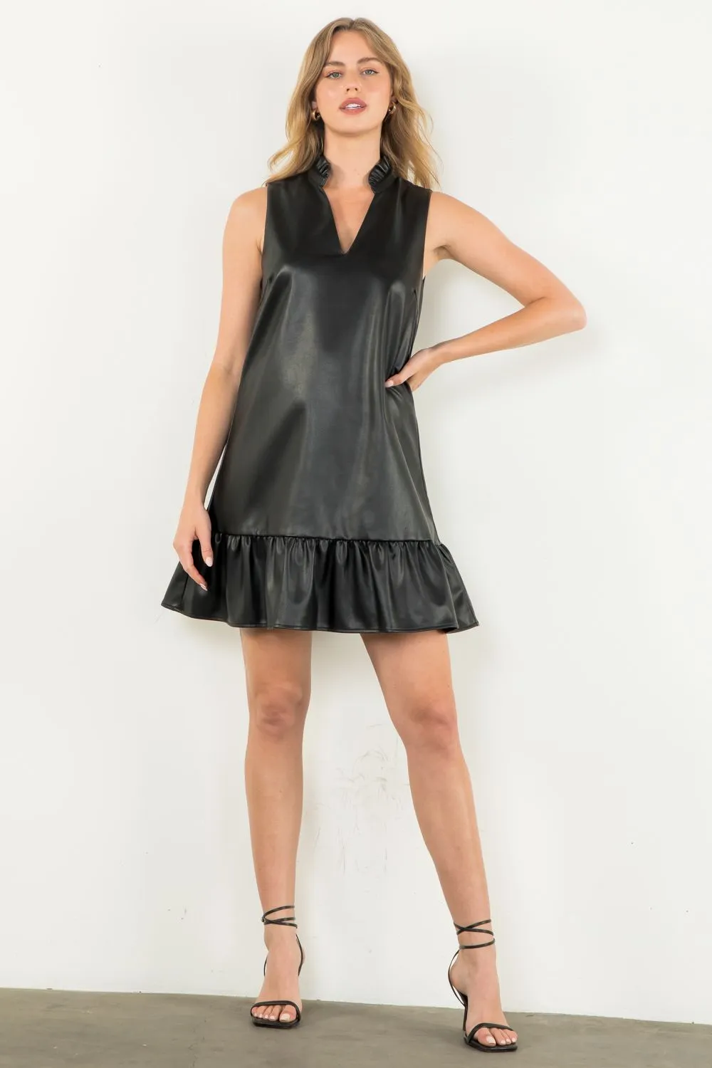 Leather & Ruffles Dress