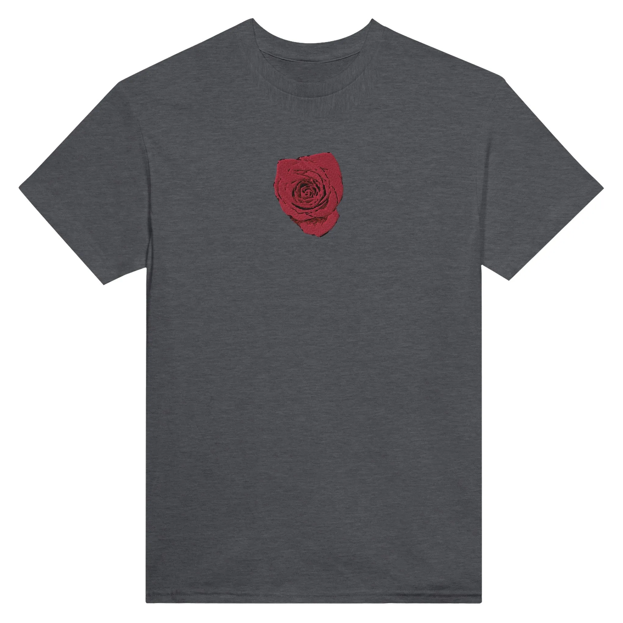 Rose Embroidered Heavyweight Unisex Crewneck T-shirt
