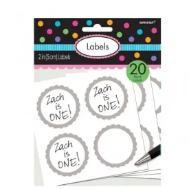 Silver Scalloped Party Bag Labels - 20 Pkt